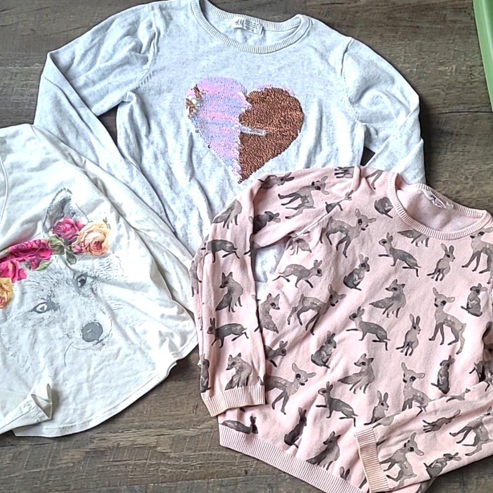 H&M Cute Animal and Heart Print Sweaters knit 8-10